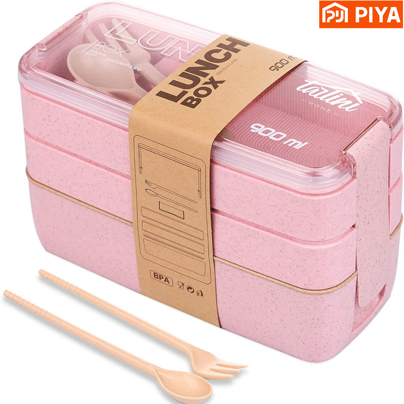 Meal Prep Kitchen - 3-w-1 komora pszenica słoma pojemnik Bento