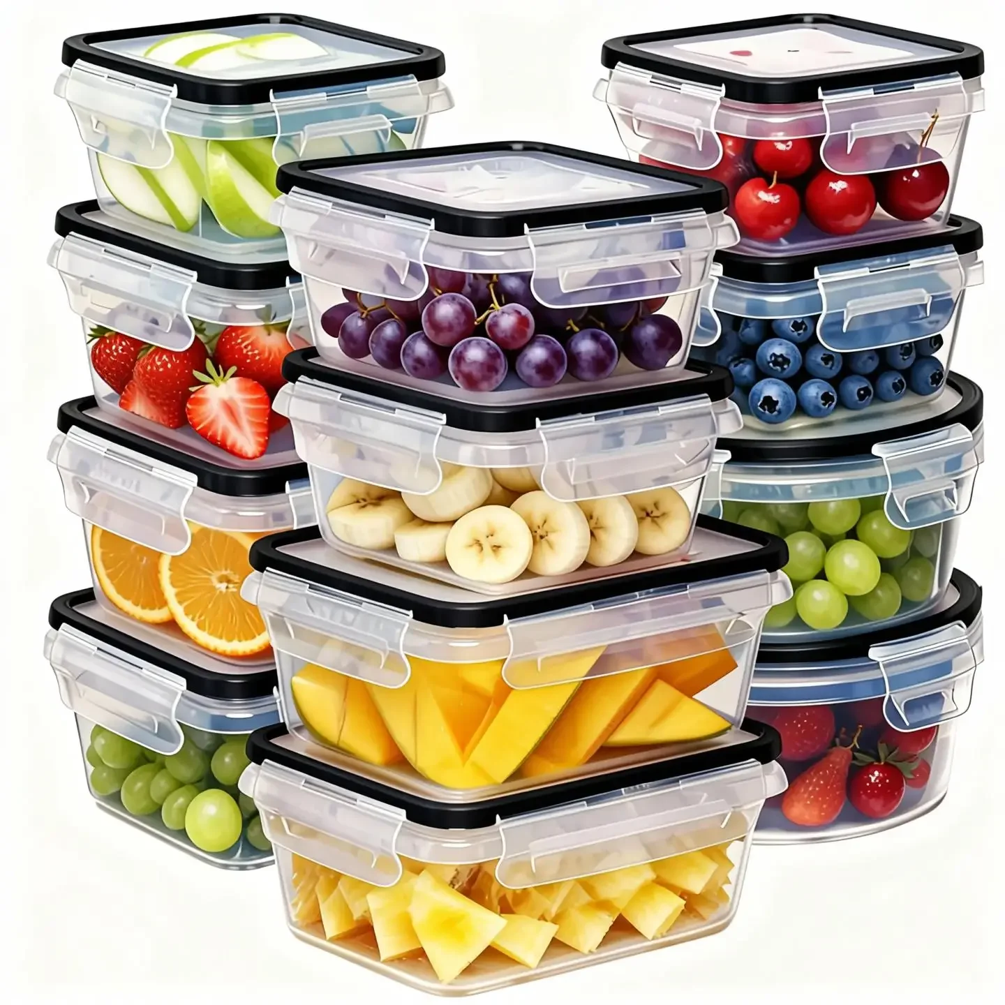 Meal Prep Kitchen - Zestaw 12 sztuk szczelnych pojemników do