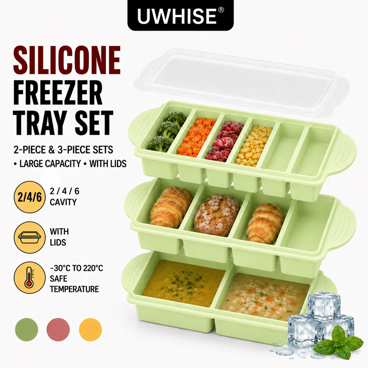 Uwhise 2/3 PACK Silikonowa Tac – Meal Prep Template recenzja i cena